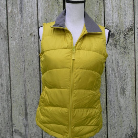 LANDS' END WM'S YELLOW DOWN ZIP FRONT QUILTED PUFFER VEST SZ XS 2-4 - Picture 1 of 4